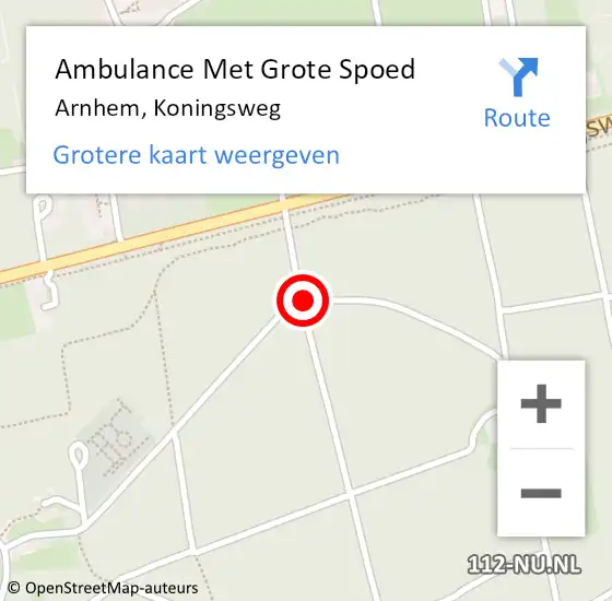 Locatie op kaart van de 112 melding: Ambulance Met Grote Spoed Naar Arnhem, Koningsweg op 21 maart 2019 20:00