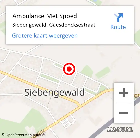 Locatie op kaart van de 112 melding: Ambulance Met Spoed Naar Siebengewald, Gaesdoncksestraat op 21 maart 2019 20:38