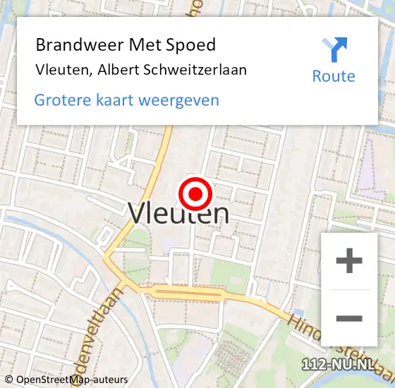 Locatie op kaart van de 112 melding: Brandweer Met Spoed Naar Vleuten, Albert Schweitzerlaan op 21 maart 2019 22:39