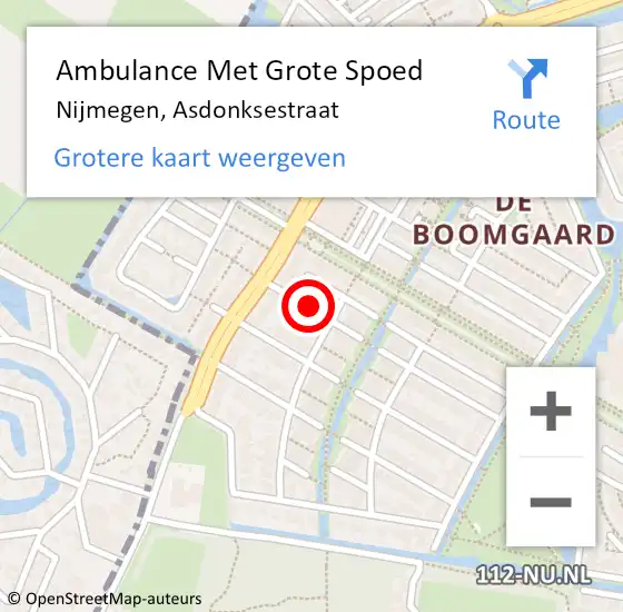 Locatie op kaart van de 112 melding: Ambulance Met Grote Spoed Naar Nijmegen, Asdonksestraat op 21 maart 2019 23:16