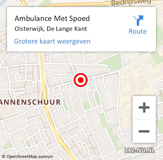 Locatie op kaart van de 112 melding: Ambulance Met Spoed Naar Oisterwijk, De Lange Kant op 21 maart 2019 23:52