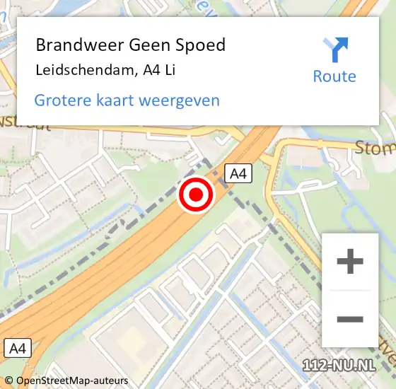 Locatie op kaart van de 112 melding: Brandweer Geen Spoed Naar Leidschendam, A4 Li hectometerpaal: 44,4 op 22 maart 2019 05:49