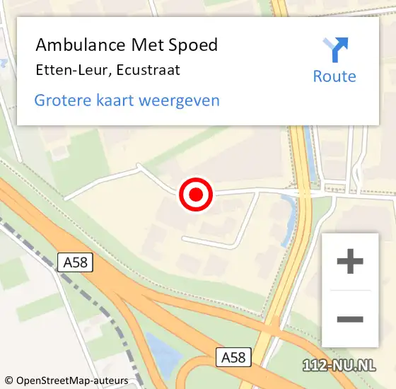 Locatie op kaart van de 112 melding: Ambulance Met Spoed Naar Etten-Leur, Ecustraat op 22 maart 2019 08:04