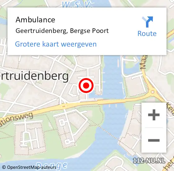 Locatie op kaart van de 112 melding: Ambulance Geertruidenberg, Bergse Poort op 22 maart 2019 08:17