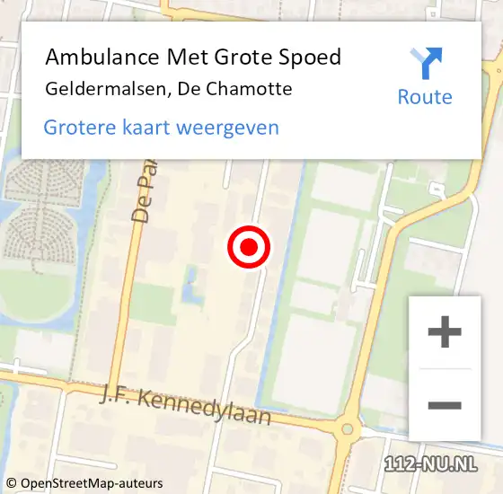 Locatie op kaart van de 112 melding: Ambulance Met Grote Spoed Naar Geldermalsen, De Chamotte op 22 maart 2019 08:31