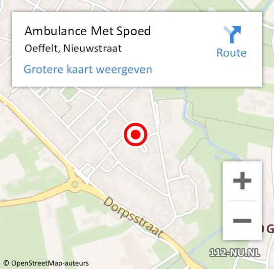 Locatie op kaart van de 112 melding: Ambulance Met Spoed Naar Oeffelt, Nieuwstraat op 22 maart 2019 08:48