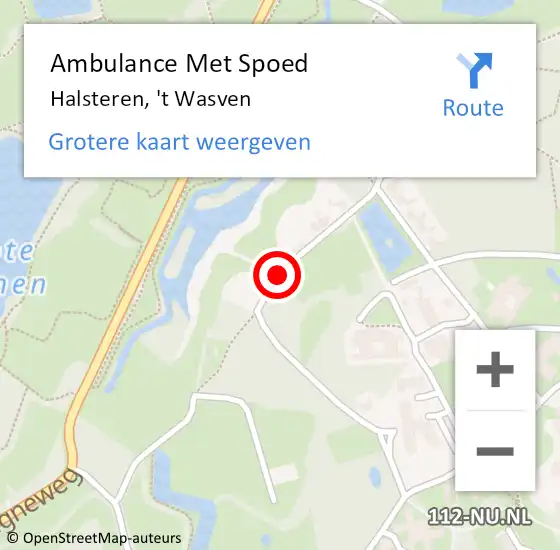 Locatie op kaart van de 112 melding: Ambulance Met Spoed Naar Halsteren, 't Wasven op 22 maart 2019 09:50