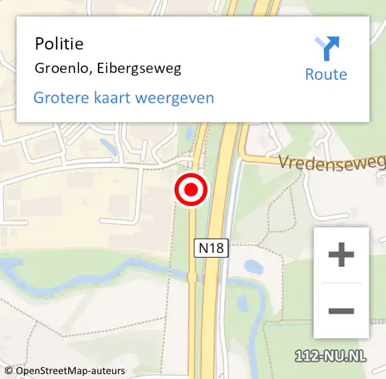 Locatie op kaart van de 112 melding: Politie Groenlo, Eibergseweg op 22 maart 2019 10:42