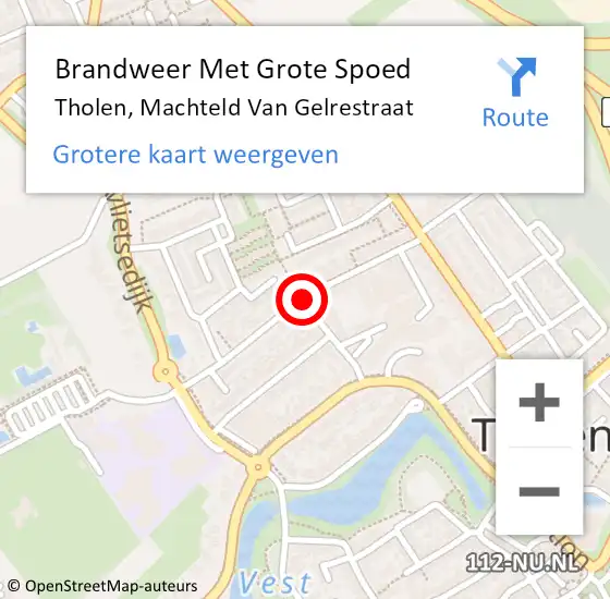 Locatie op kaart van de 112 melding: Brandweer Met Grote Spoed Naar Tholen, Machteld Van Gelrestraat op 22 maart 2019 10:55