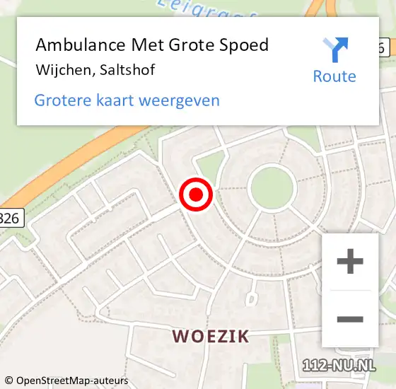 Locatie op kaart van de 112 melding: Ambulance Met Grote Spoed Naar Wijchen, Saltshof op 22 maart 2019 11:05