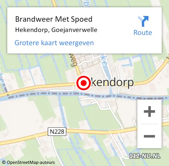 Locatie op kaart van de 112 melding: Brandweer Met Spoed Naar Hekendorp, Goejanverwelle op 22 maart 2019 11:57