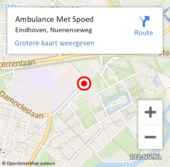 Locatie op kaart van de 112 melding: Ambulance Met Spoed Naar Eindhoven, Nuenenseweg op 22 maart 2019 12:10