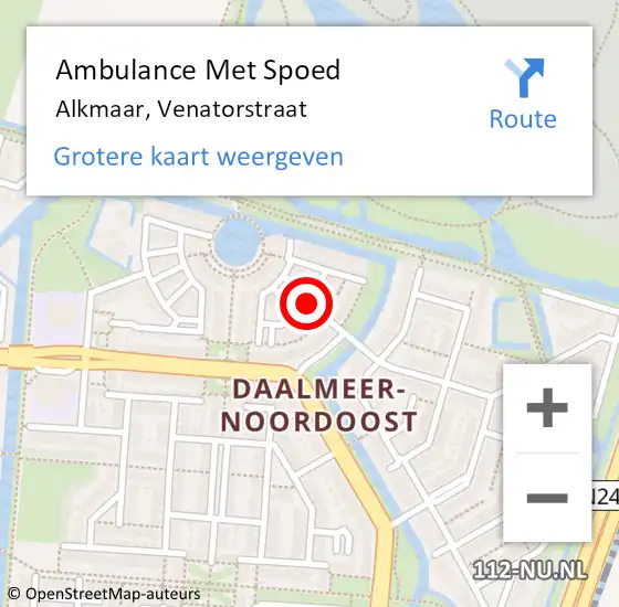 Locatie op kaart van de 112 melding: Ambulance Met Spoed Naar Alkmaar, Venatorstraat op 22 maart 2019 12:18