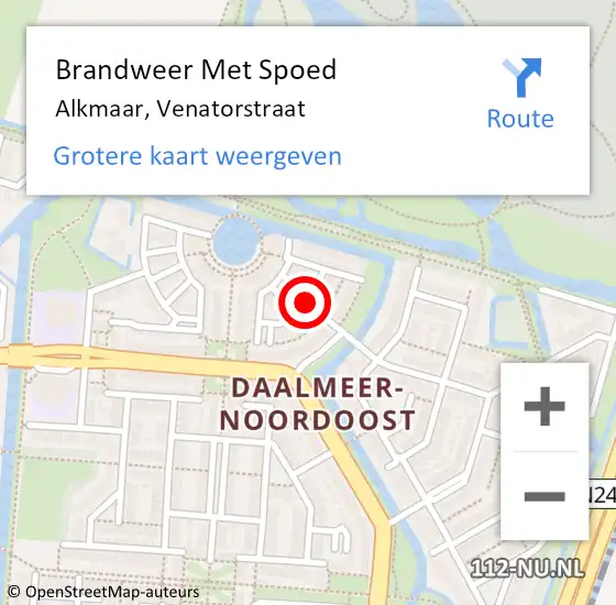 Locatie op kaart van de 112 melding: Brandweer Met Spoed Naar Alkmaar, Venatorstraat op 22 maart 2019 12:35
