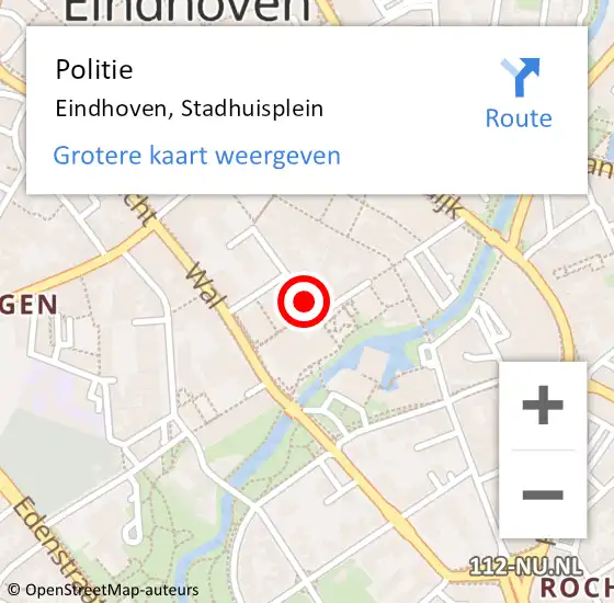 Locatie op kaart van de 112 melding: Politie Eindhoven, Stadhuisplein op 22 maart 2019 13:18