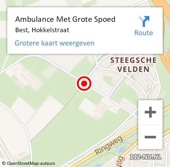 Locatie op kaart van de 112 melding: Ambulance Met Grote Spoed Naar Best, Hokkelstraat op 22 maart 2019 14:36