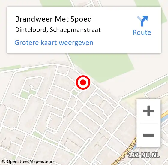 Locatie op kaart van de 112 melding: Brandweer Met Spoed Naar Dinteloord, Schaepmanstraat op 26 september 2013 17:46