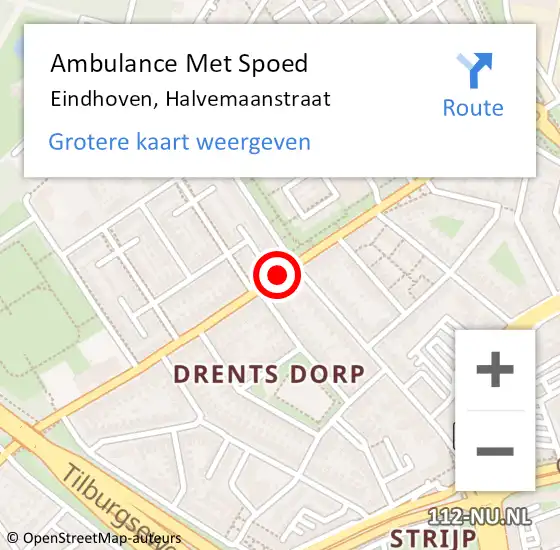 Locatie op kaart van de 112 melding: Ambulance Met Spoed Naar Eindhoven, Halvemaanstraat op 22 maart 2019 14:57