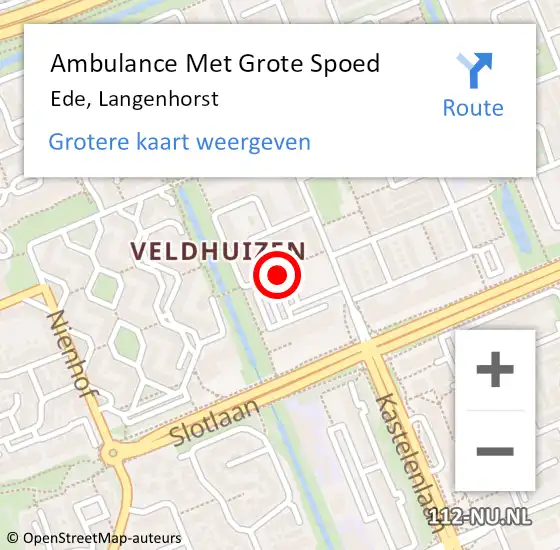Locatie op kaart van de 112 melding: Ambulance Met Grote Spoed Naar Ede, Langenhorst op 22 maart 2019 15:22