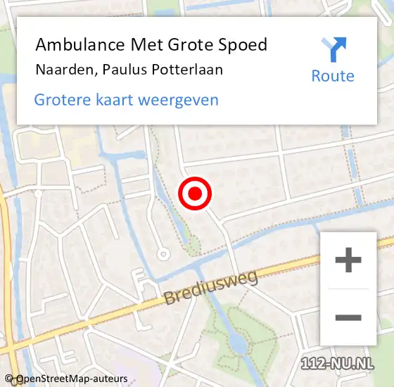 Locatie op kaart van de 112 melding: Ambulance Met Grote Spoed Naar Naarden, Paulus Potterlaan op 27 maart 2014 08:17