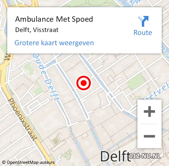 Locatie op kaart van de 112 melding: Ambulance Met Spoed Naar Delft, Visstraat op 22 maart 2019 16:44