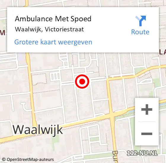 Locatie op kaart van de 112 melding: Ambulance Met Spoed Naar Waalwijk, Victoriestraat op 22 maart 2019 17:26