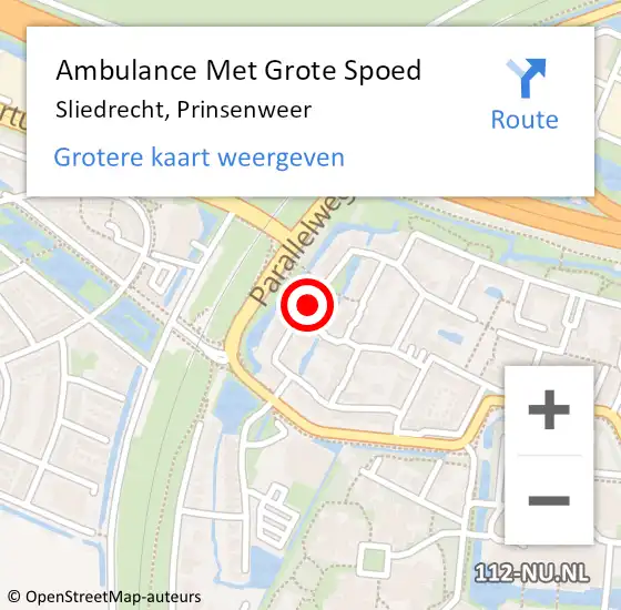 Locatie op kaart van de 112 melding: Ambulance Met Grote Spoed Naar Sliedrecht, Prinsenweer op 22 maart 2019 17:27
