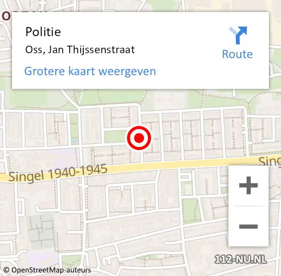 Locatie op kaart van de 112 melding: Politie Oss, Jan Thijssenstraat op 22 maart 2019 17:42