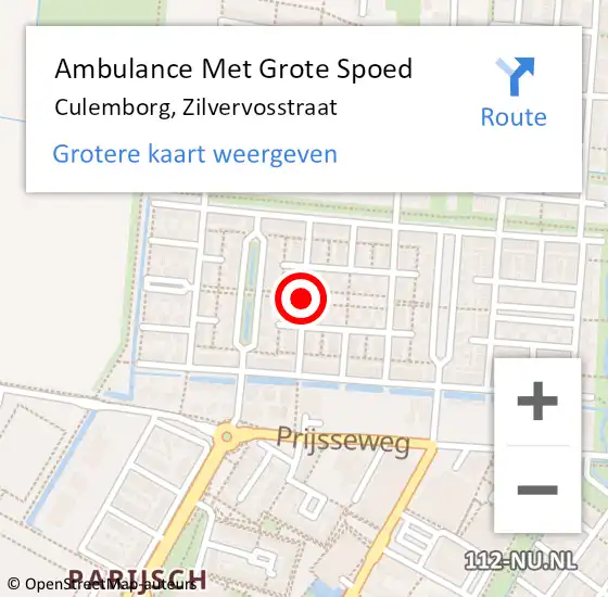 Locatie op kaart van de 112 melding: Ambulance Met Grote Spoed Naar Culemborg, Zilvervosstraat op 22 maart 2019 18:37
