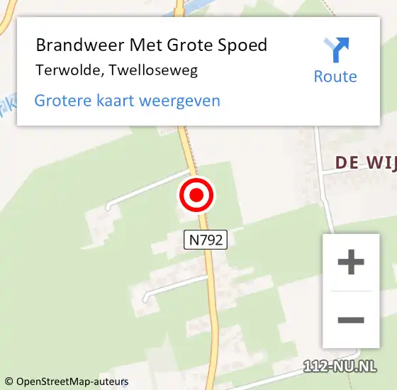 Locatie op kaart van de 112 melding: Brandweer Met Grote Spoed Naar Terwolde, Twelloseweg op 22 maart 2019 19:31