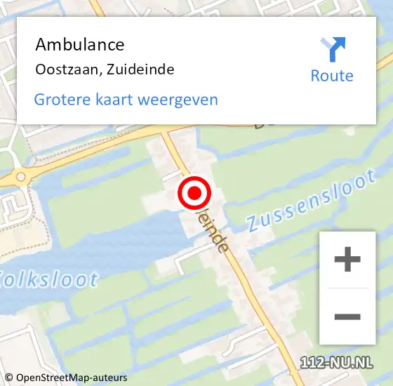 Locatie op kaart van de 112 melding: Ambulance Oostzaan, Zuideinde op 22 maart 2019 20:04