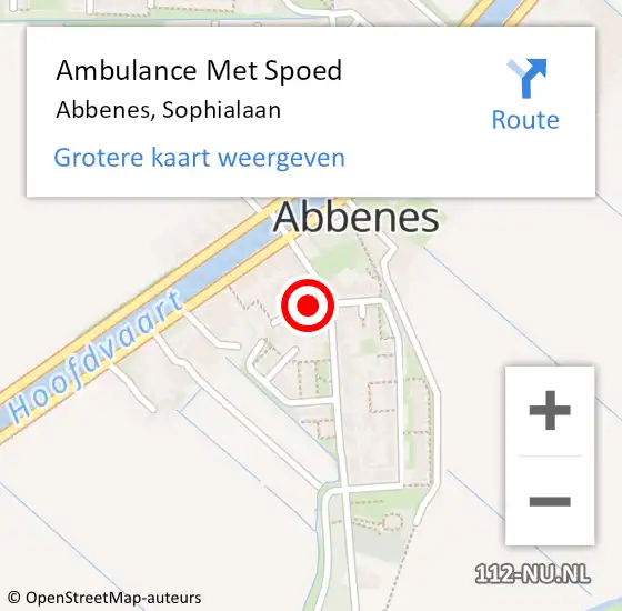 Locatie op kaart van de 112 melding: Ambulance Met Spoed Naar Abbenes, Sophialaan op 22 maart 2019 20:15