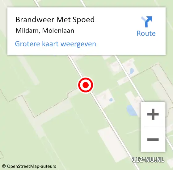 Locatie op kaart van de 112 melding: Brandweer Met Spoed Naar Mildam, Molenlaan op 22 maart 2019 21:38