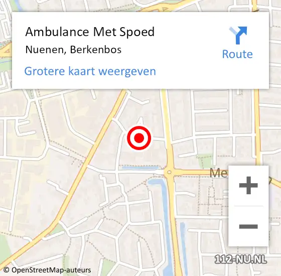 Locatie op kaart van de 112 melding: Ambulance Met Spoed Naar Nuenen, Berkenbos op 22 maart 2019 21:48