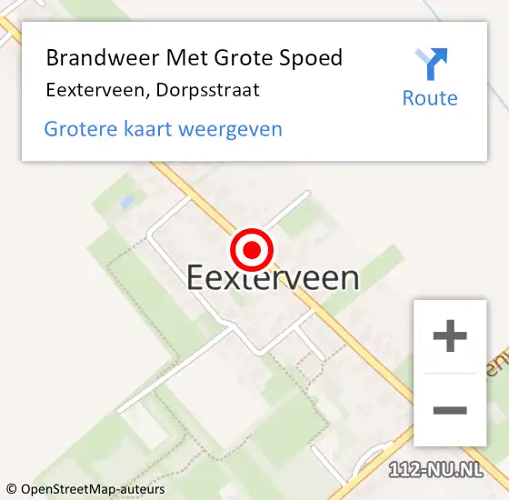 Locatie op kaart van de 112 melding: Brandweer Met Grote Spoed Naar Eexterveen, Dorpsstraat op 22 maart 2019 22:01