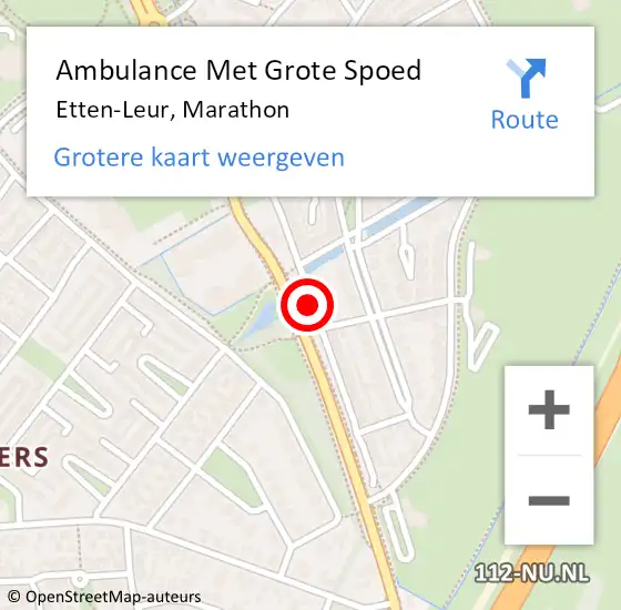 Locatie op kaart van de 112 melding: Ambulance Met Grote Spoed Naar Etten-Leur, Marathon op 22 maart 2019 22:40