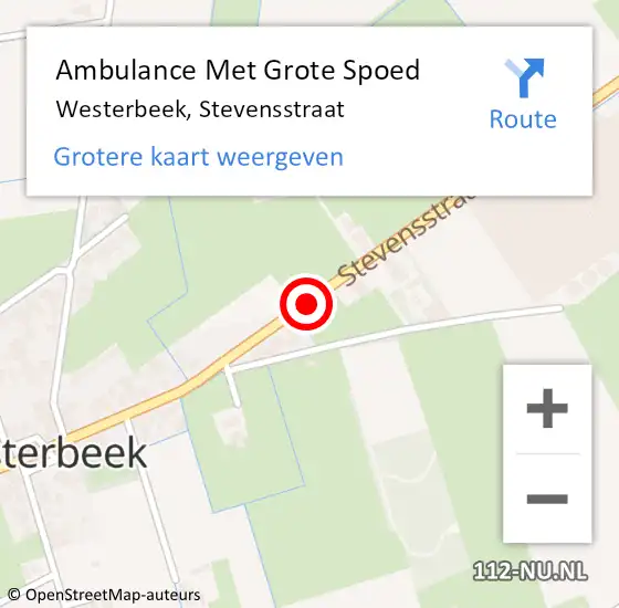 Locatie op kaart van de 112 melding: Ambulance Met Grote Spoed Naar Westerbeek, Stevensstraat op 22 maart 2019 22:54