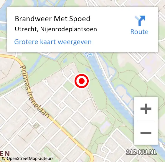Locatie op kaart van de 112 melding: Brandweer Met Spoed Naar Utrecht, Nijenrodeplantsoen op 22 maart 2019 23:17