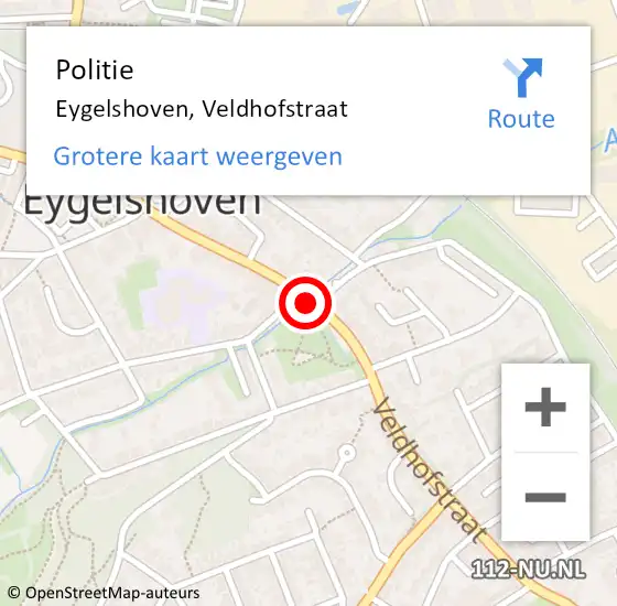 Locatie op kaart van de 112 melding: Politie Eygelshoven, Veldhofstraat op 22 maart 2019 23:39