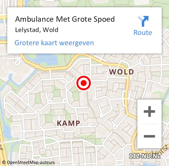 Locatie op kaart van de 112 melding: Ambulance Met Grote Spoed Naar Lelystad, Wold op 22 maart 2019 23:39