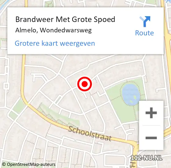 Locatie op kaart van de 112 melding: Brandweer Met Grote Spoed Naar Almelo, Wondedwarsweg op 23 maart 2019 03:51