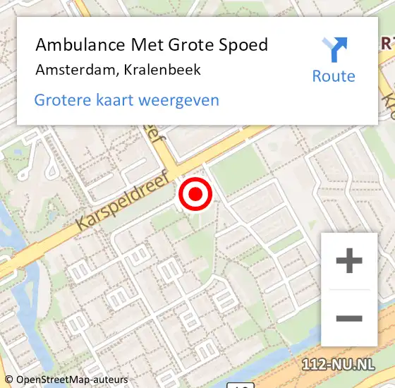 Locatie op kaart van de 112 melding: Ambulance Met Grote Spoed Naar Amsterdam, Kralenbeek op 23 maart 2019 05:26