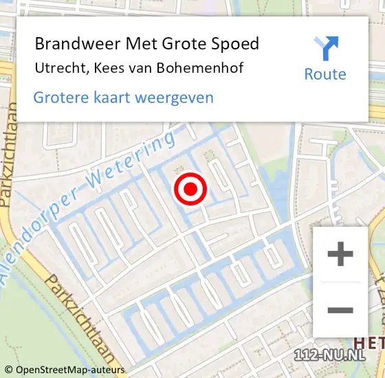 Locatie op kaart van de 112 melding: Brandweer Met Grote Spoed Naar Utrecht, Kees van Bohemenhof op 23 maart 2019 06:50