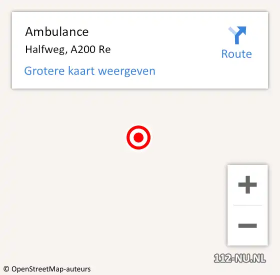 Locatie op kaart van de 112 melding: Ambulance Halfweg, A200 Re op 23 maart 2019 09:44