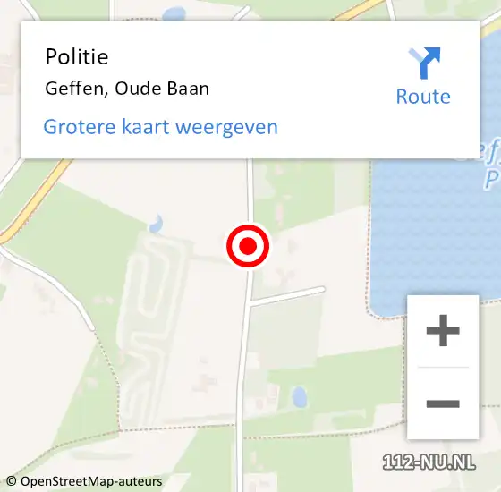 Locatie op kaart van de 112 melding: Politie Geffen, Oude Baan op 26 september 2013 17:54