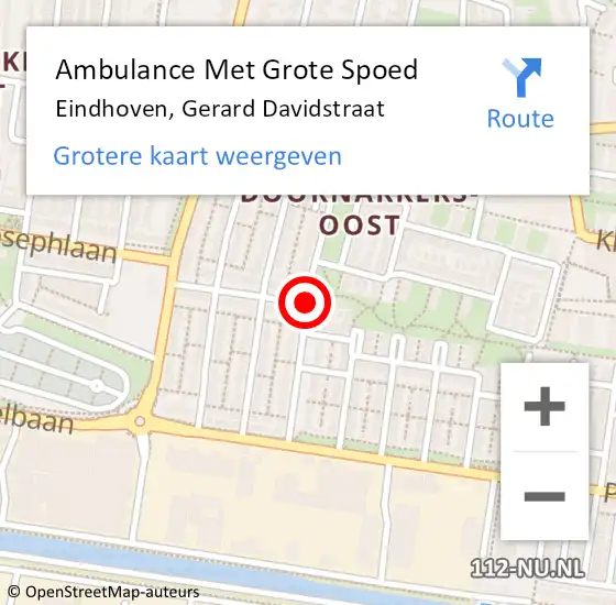 Locatie op kaart van de 112 melding: Ambulance Met Grote Spoed Naar Eindhoven, Gerard Davidstraat op 23 maart 2019 10:20