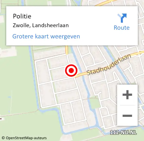 Locatie op kaart van de 112 melding: Politie Zwolle, Landsheerlaan op 23 maart 2019 10:38