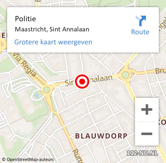 Locatie op kaart van de 112 melding: Politie Maastricht, Sint Annalaan op 23 maart 2019 10:44