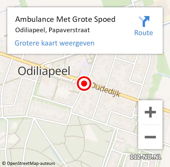 Locatie op kaart van de 112 melding: Ambulance Met Grote Spoed Naar Odiliapeel, Papaverstraat op 23 maart 2019 10:44