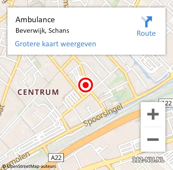 Locatie op kaart van de 112 melding: Ambulance Beverwijk, Schans op 23 maart 2019 10:48
